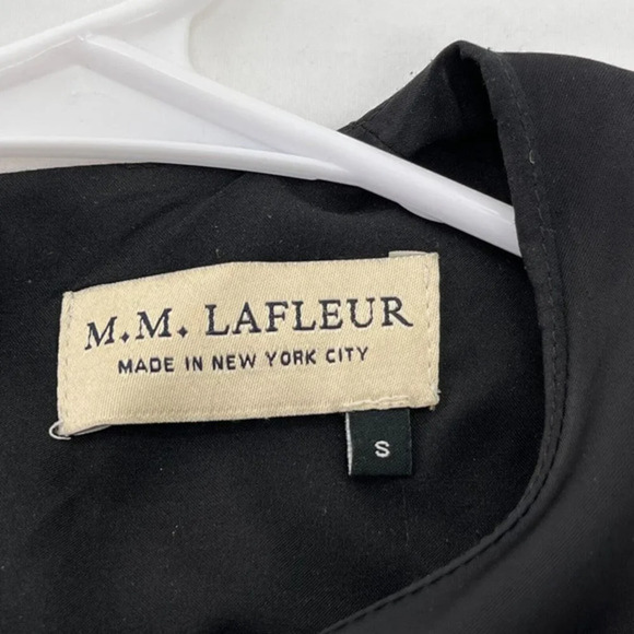 MM Lafleur Boxy Top Womens S Black Cupra Blend Cap Sleeves High-Low Luxe Minimal - Picture 3 of 11